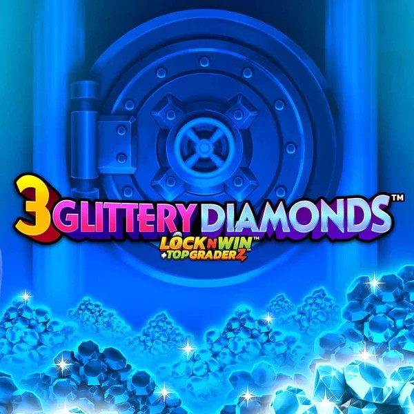 Slots logo of 3 Glittery Diamonds from PearFiction Studios at Gambloria Casino